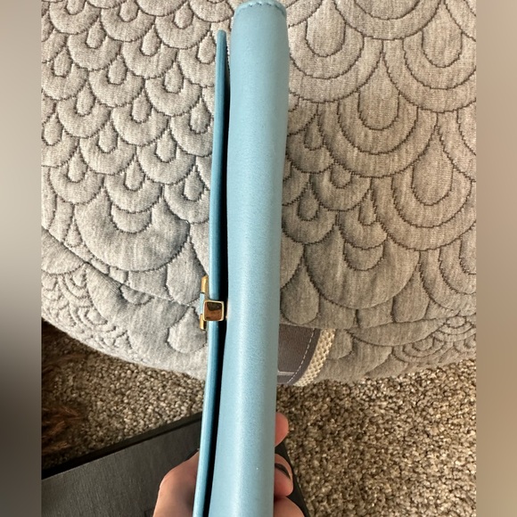 EUC🩵Saint Laurent Paris Blue Glacier Leather Y Line Flap Wallet - Picture 10 of 15